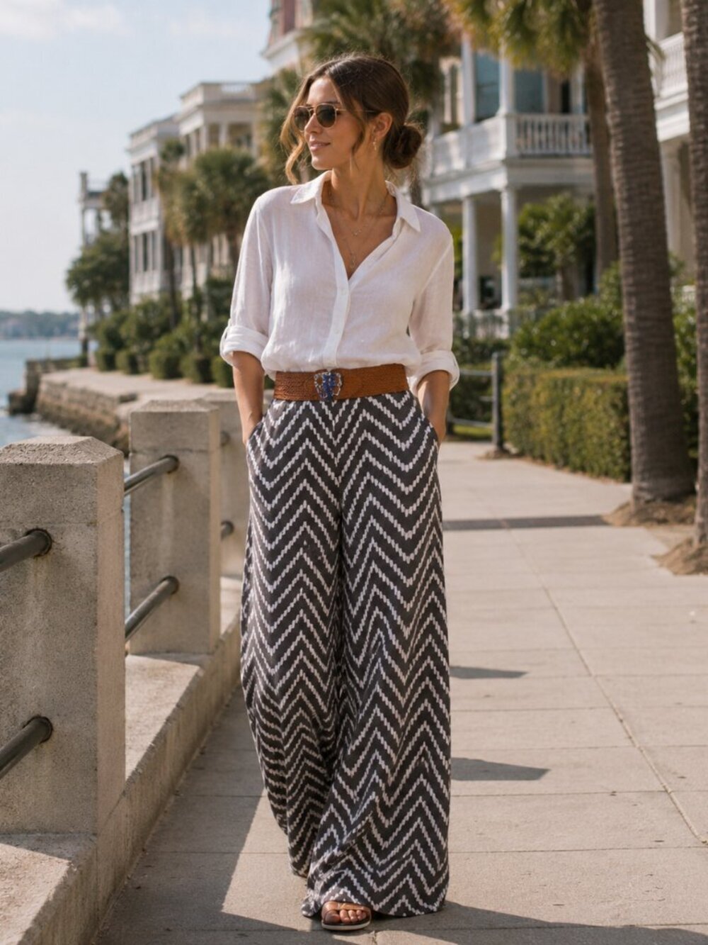 Cartonnier Anthropologie Wide Leg Palazzo Chevron Pants